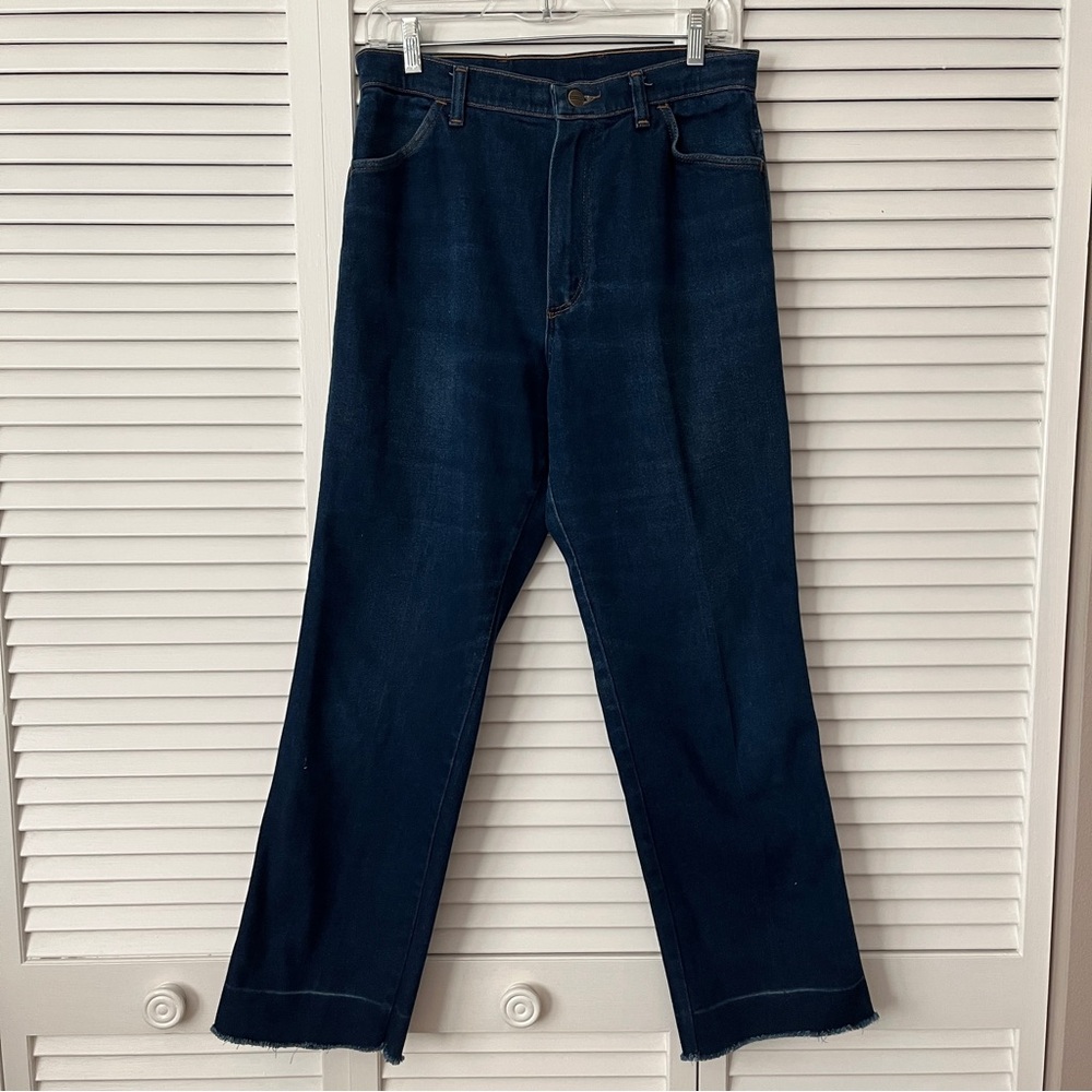 Rustler Vintage denim jeans super high-rise frye raw hem bootcut size misses 14